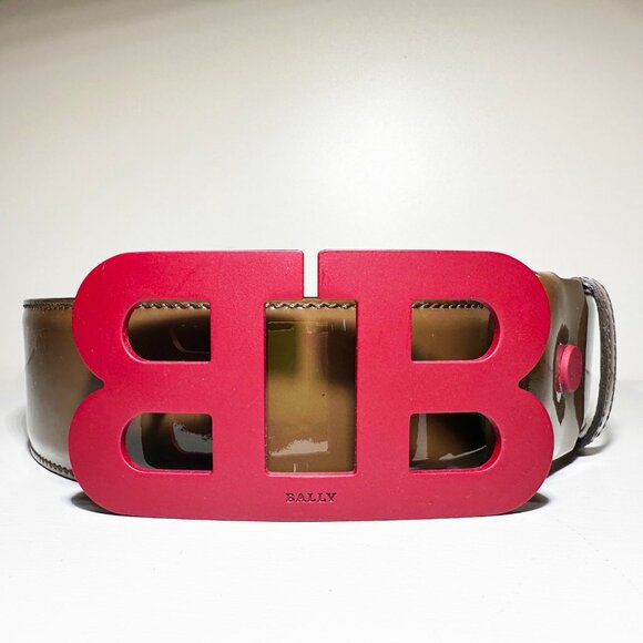 Bally Mirror B45M Belt – Red Logo Buckle - Picture 7 of 8